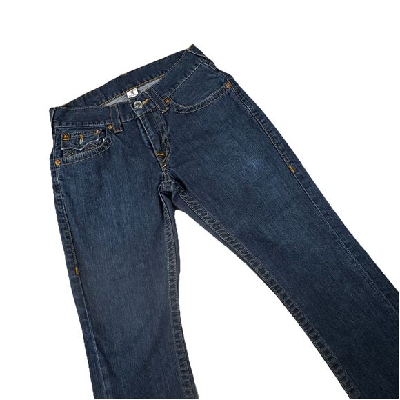 True Religion Ricky Jean Men 29x27 Relaxed Straight Denim Pocket Big T Flap Y2K - Picture 1 of 10